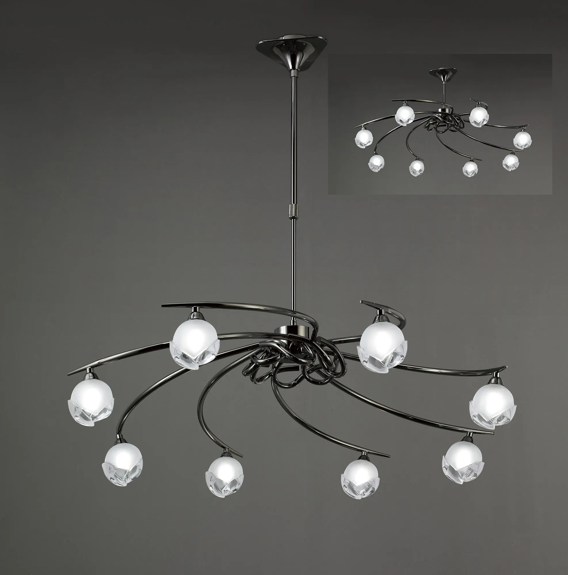Fragma Black Chrome Ceiling Lights Mantra Multi Arm Fittings Fragma Black Chrome Ceiling Lights Mantra Multi Arm Fittings